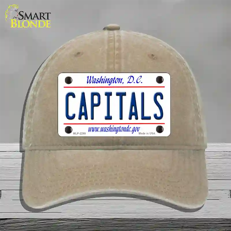 Capitals Washington DC State Novelty License Plate Hat Unconstructed Cotton / Khaki