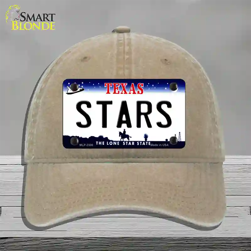 Stars Texas State Novelty License Plate Hat Unconstructed Cotton / Khaki