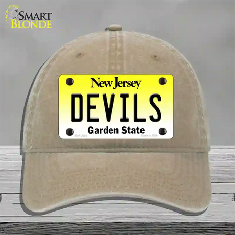 Devils New Jersey State Novelty License Plate Hat Unconstructed Cotton / Khaki