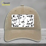 Musical Notes Black White Novelty License Plate Hat Unconstructed Cotton / Khaki