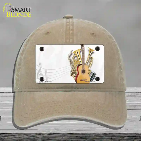 Musical Instruments Offset Novelty License Plate Hat Unconstructed Cotton / Khaki