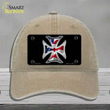 Maltese Cross Flag Novelty License Plate Hat Unconstructed Cotton / Khaki