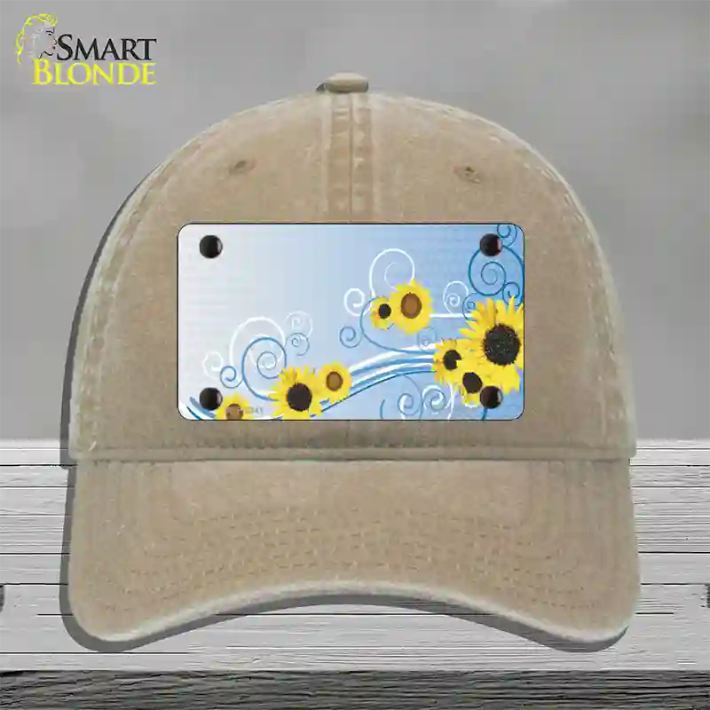 Sunflowers Novelty License Plate Hat Unconstructed Cotton / Khaki