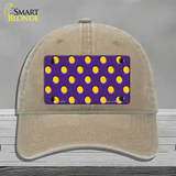 Yellow Polka Dots Purple Novelty License Plate Hat Unconstructed Cotton / Khaki