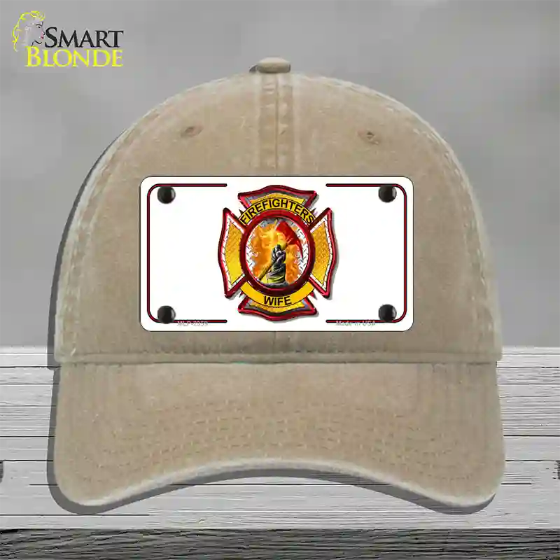 Firefighters Wife Novelty License Plate Hat Unconstructed Cotton / Khaki