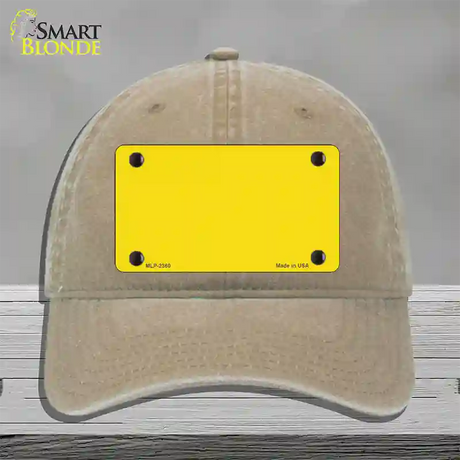 Yellow Solid Novelty License Plate Hat Unconstructed Cotton / Khaki