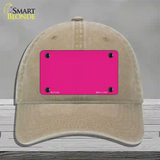 Pink Solid Novelty License Plate Hat Unconstructed Cotton / Khaki