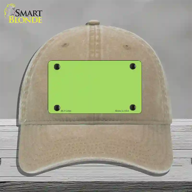 Lime Green Solid Novelty License Plate Hat Unconstructed Cotton / Khaki