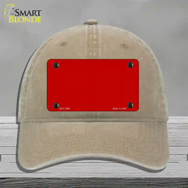 Red Solid Novelty License Plate Hat Unconstructed Cotton / Khaki