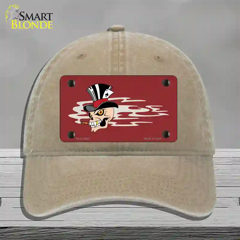 Smokin Joker Top Hat Skull Offset Novelty License Plate Hat Unconstructed Cotton / Khaki