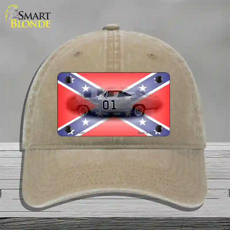 Confederate Flag Charger Novelty License Plate Hat Unconstructed Cotton / Khaki