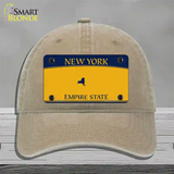 New York State Blanks Novelty License Plate Hat Unconstructed Cotton / Khaki