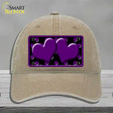 Purple Black Polka Dot Purple Center Hearts Novelty License Plate Hat Unconstructed Cotton / Khaki