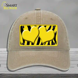 Yellow Black Zebra Yellow Centered Hearts Novelty License Plate Hat Unconstructed Cotton / Khaki