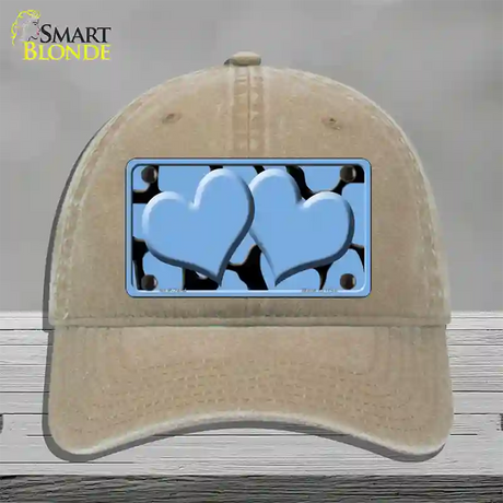 Light Blue Black Giraffe Light Blue Centered Hearts Novelty License Plate Hat Unconstructed Cotton / Khaki