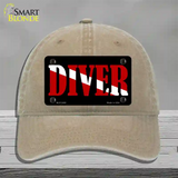 Scuba Diver Novelty License Plate Hat Unconstructed Cotton / Khaki