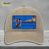 Roadrunner Blue New Mexico Novelty License Plate Hat Unconstructed Cotton / Khaki