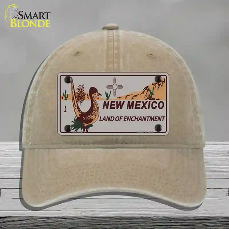 Roadrunner Gray New Mexico Novelty License Plate Hat Unconstructed Cotton / Khaki