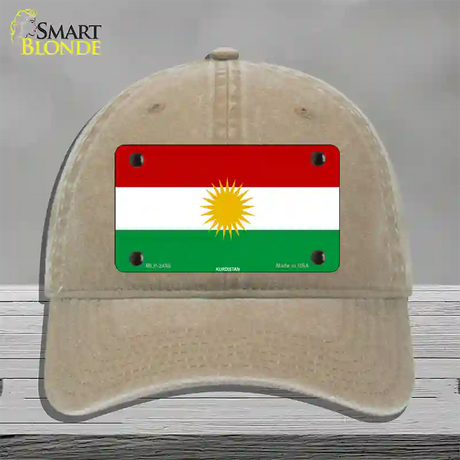 Kurdistan Flag Novelty License Plate Hat Unconstructed Cotton / Khaki