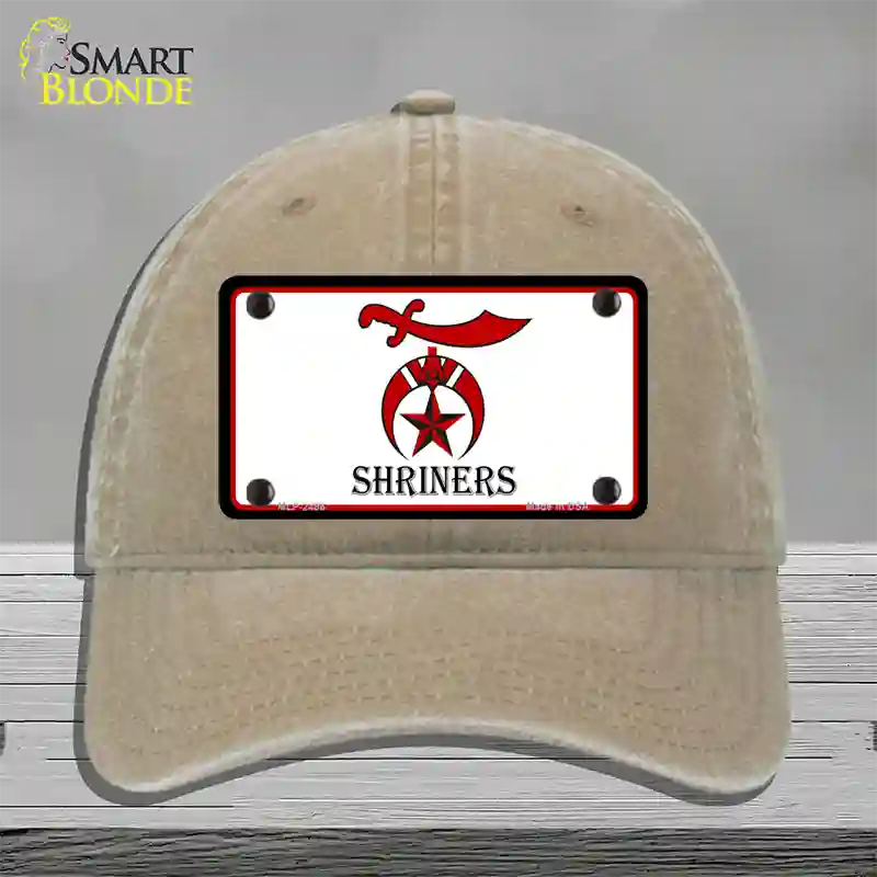 Shriners Logo Novelty License Plate Hat Unconstructed Cotton / Khaki