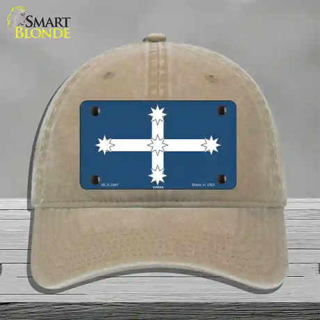 Eureka Flag Novelty License Plate Hat Unconstructed Cotton / Khaki