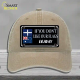 If You Dont Like Our Flag Leave Novelty License Plate Hat Unconstructed Cotton / Khaki