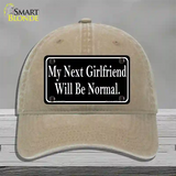 My Next Girlfriend Novelty License Plate Hat Unconstructed Cotton / Khaki