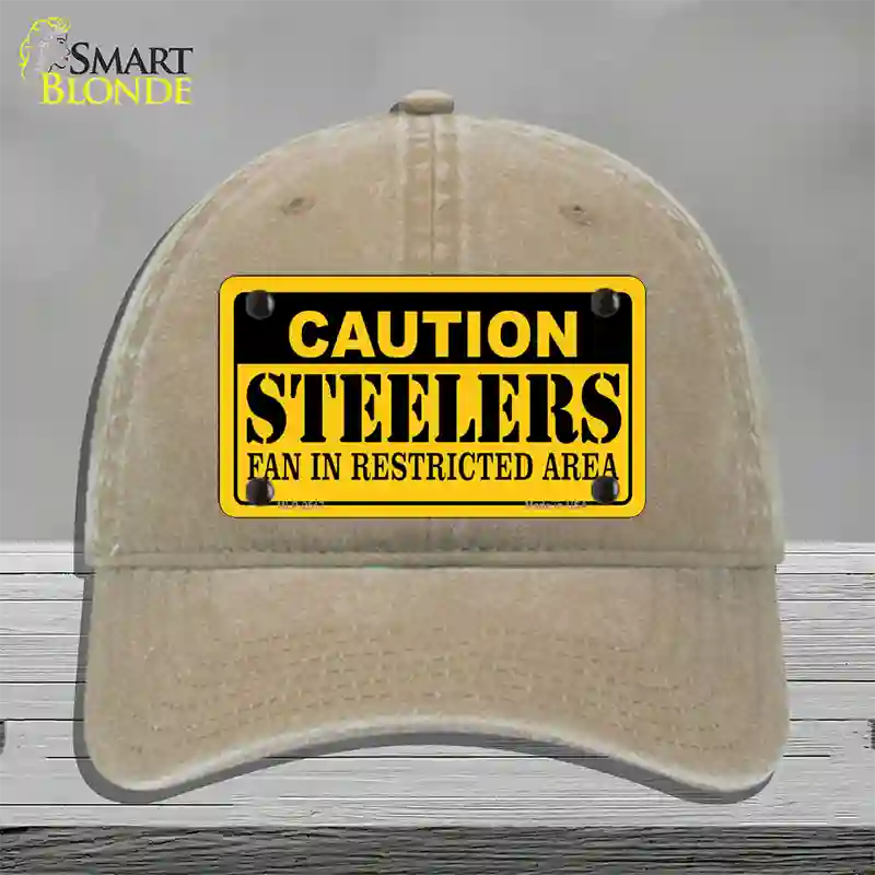 Caution Steelers Novelty License Plate Hat Unconstructed Cotton / Khaki