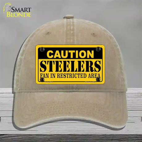 Caution Steelers Novelty License Plate Hat Unconstructed Cotton / Khaki