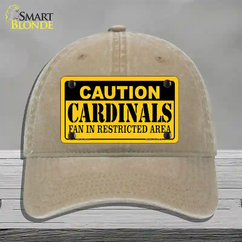 Caution Cardinals Novelty License Plate Hat Unconstructed Cotton / Khaki