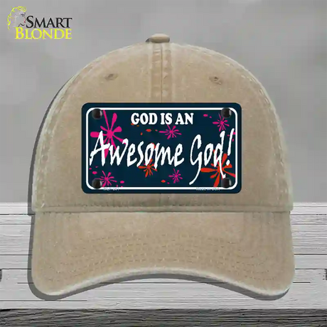 God Is An Awesome God Novelty License Plate Hat Unconstructed Cotton / Khaki