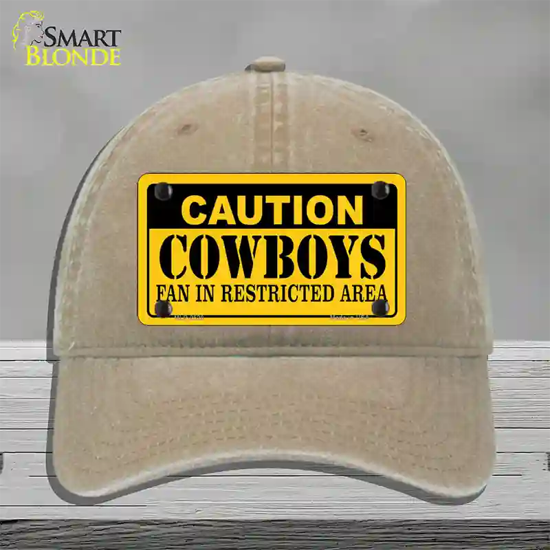 Caution Cowboys Novelty License Plate Hat Unconstructed Cotton / Khaki