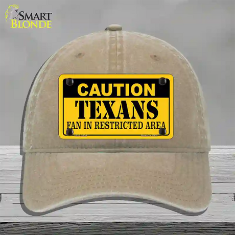 Caution Texans Novelty License Plate Hat Unconstructed Cotton / Khaki