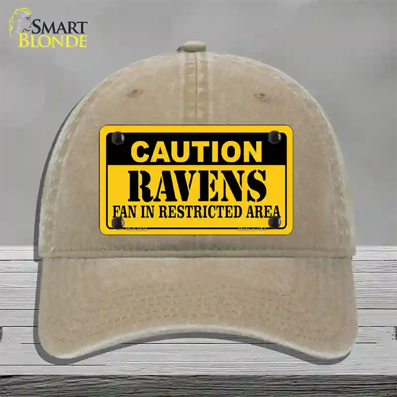 Caution Ravens Novelty License Plate Hat Unconstructed Cotton / Khaki