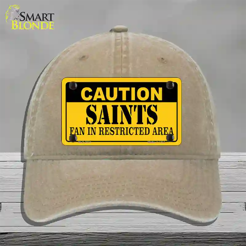 Caution Saints Novelty License Plate Hat Unconstructed Cotton / Khaki