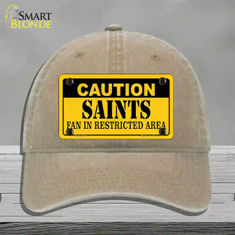 Caution Saints Novelty License Plate Hat Unconstructed Cotton / Khaki