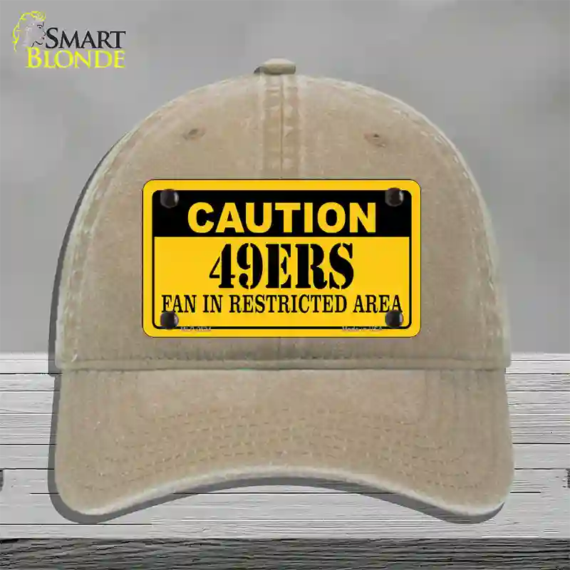 Caution 49ers Novelty License Plate Hat Unconstructed Cotton / Khaki