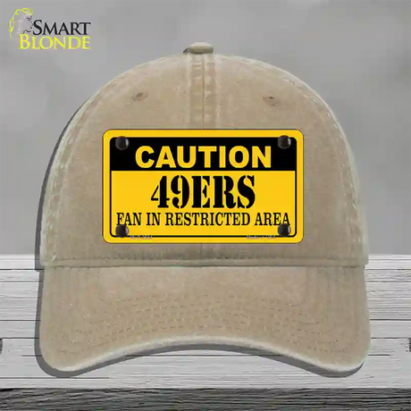 Caution 49ers Novelty License Plate Hat Unconstructed Cotton / Khaki