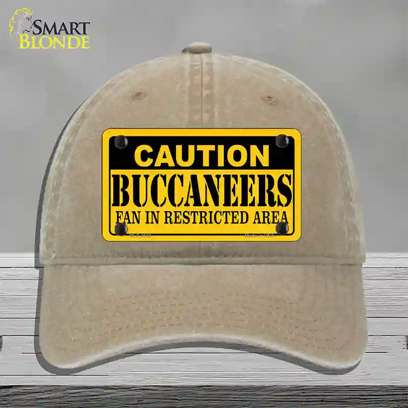 Caution Buccaneers Novelty License Plate Hat Unconstructed Cotton / Khaki