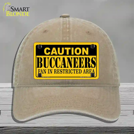 Caution Buccaneers Novelty License Plate Hat Unconstructed Cotton / Khaki