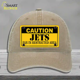 Caution Jets Novelty License Plate Hat Unconstructed Cotton / Khaki