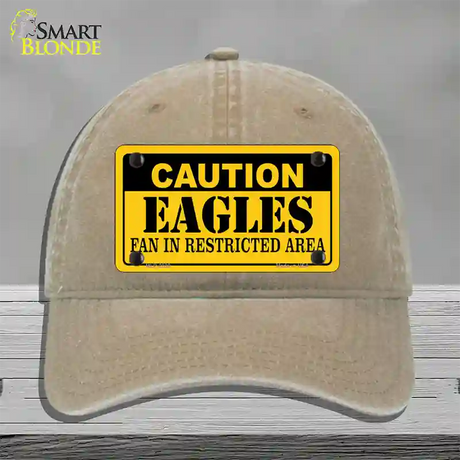 Caution Eagles Novelty License Plate Hat Unconstructed Cotton / Khaki