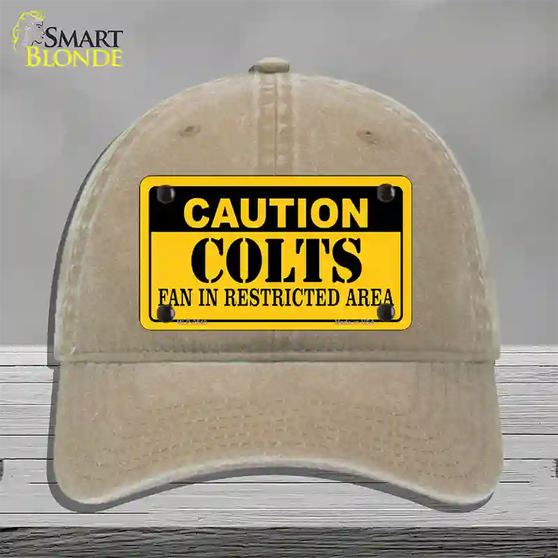 Caution Colts Novelty License Plate Hat Unconstructed Cotton / Khaki