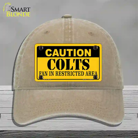 Caution Colts Novelty License Plate Hat Unconstructed Cotton / Khaki