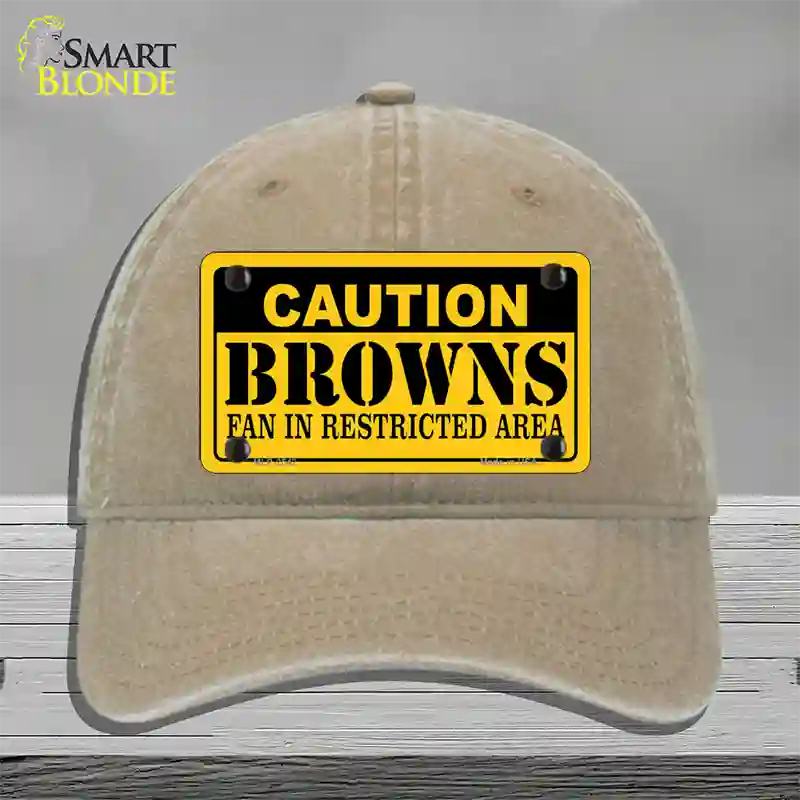 Caution Browns Novelty License Plate Hat Unconstructed Cotton / Khaki