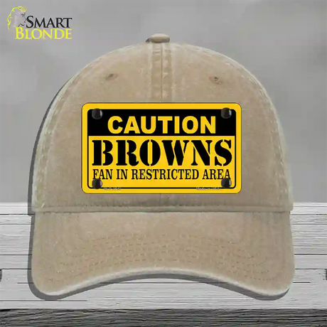 Caution Browns Novelty License Plate Hat Unconstructed Cotton / Khaki