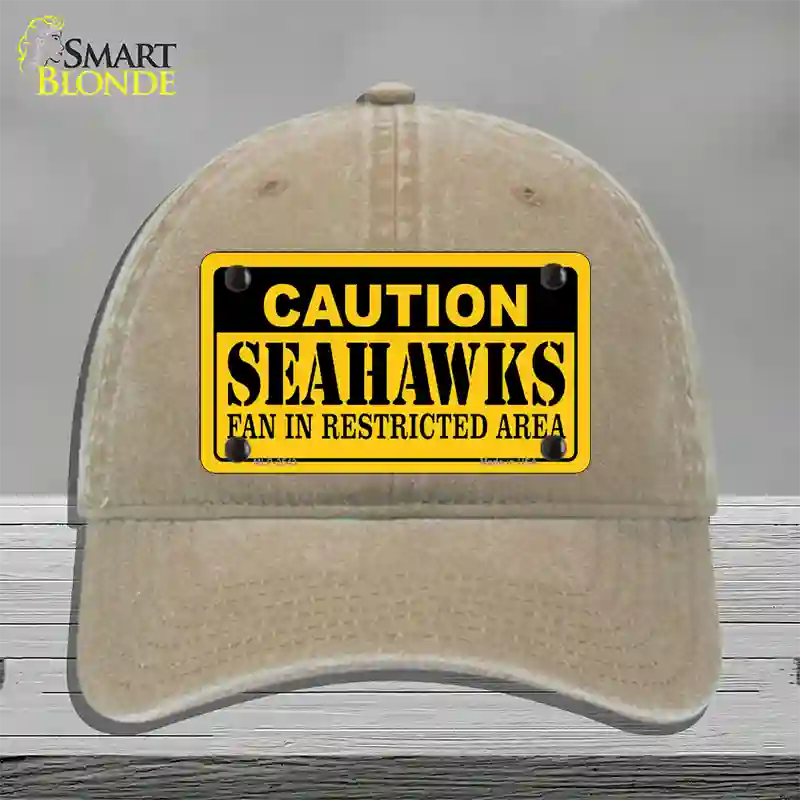 Caution Seahawks Novelty License Plate Hat Unconstructed Cotton / Khaki