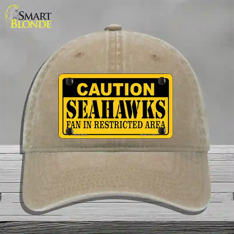 Caution Seahawks Novelty License Plate Hat Unconstructed Cotton / Khaki