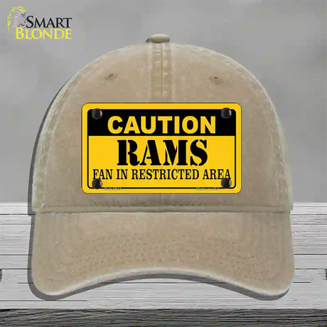 Caution Rams Novelty License Plate Hat Unconstructed Cotton / Khaki