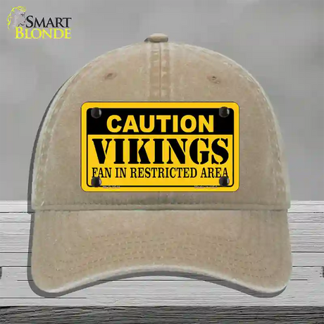 Caution Vikings Novelty License Plate Hat Unconstructed Cotton / Khaki